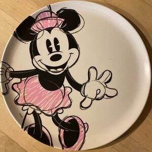 Zak Designs Minnie Mouse 10” White/Pink Melamine Dinner Plate